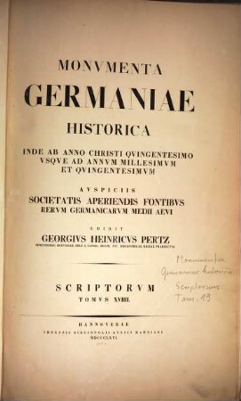 Monumenta Germaniae Historica : inde ab anno Christi quingentesimo usque ad annum millesimum et quingentesimum. 19, Annales aevi Suevici