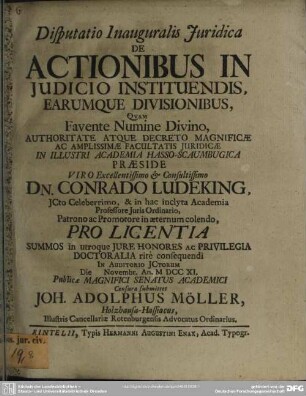 Disputatio Inauguralis Iuridica De Actionibus In Iudicio Instituendis, Earumque Divisionibus