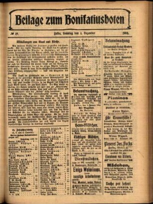 Zweite Ausgabe vom Mittwoch, den 07. Dezember 1904.