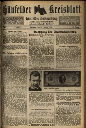 Erste Ausgabe vom Samstag, den 25. Januar 1930.