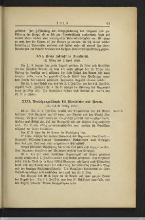 XXII. Verfolgungskämpfe bei Montdidier und Noyon