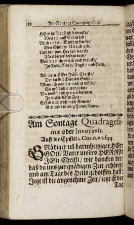 Am Sontage Quadragesimæ oder Invocavit.