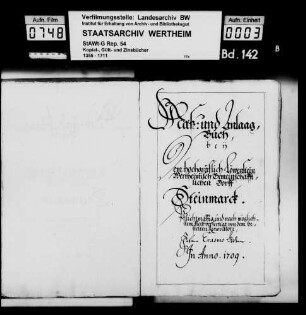 Lager- und Schatzungsbuch von Steinmark