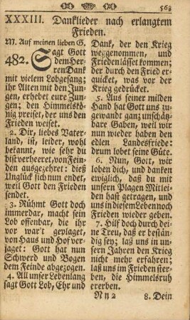 XXXIII. Danklieder nach erlangtem Frieden.