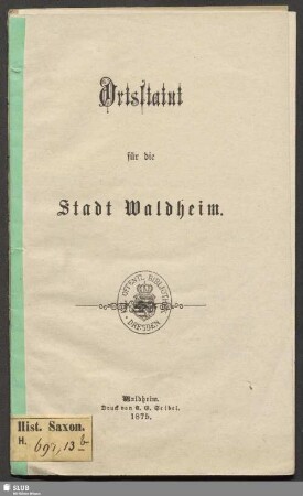 1. Nachtrag: Ortsstatut für die Stadt Waldheim