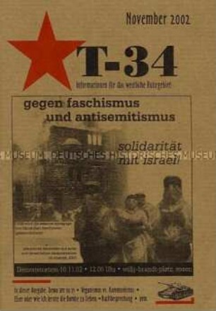 Antifaschistische Monatsschrift "T-34" u.a. zum Gedenken an die Reichspogromnacht und das Attentat auf Hitler am 8. November 1939