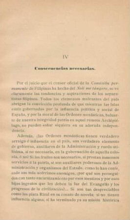 IV Consecuencias necesarias