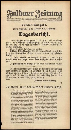 Ausgabe vom Dienstag, den 16. Februar 1915.