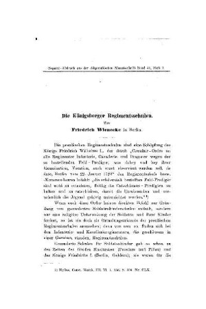 Die Königsberger Regimentsschulen