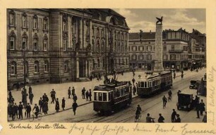 Postkartenalbum mit Motiven von Karlsruhe. "Karlsruhe. Loretto-Platz"