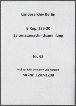 Bibliographische Listen und Notizen