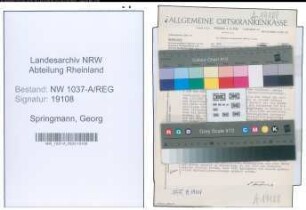 Entnazifizierung Georg Springmann , geb. 00.00.0000 (Verw.Sekretaer)