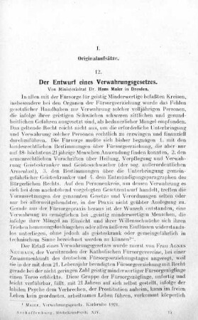 225-230, Der Entwurf eines Verwahrungsgesetzes