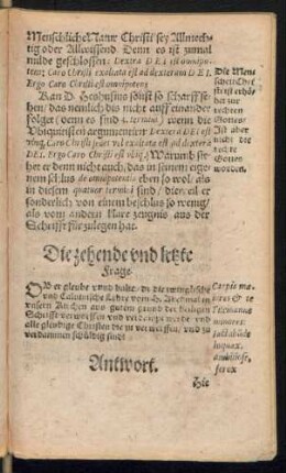 Die zehende und letzte Frage.