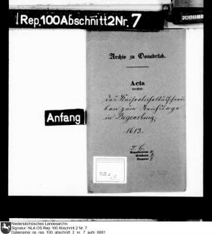 Das Kaiserliche Ausschreiben zum Reichstag in Regensburg