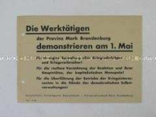Flugblatt der SED mit einem Aufruf zum 1. Mai