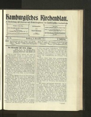 Nr. 45. Hamburg, 5. November 1911. 8. Jahrgang.