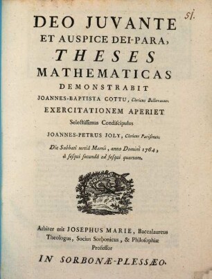 Theses mathematicas