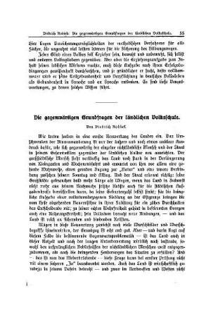 Die gegenwärtigen Grundfragen der ländlichen Volksschule