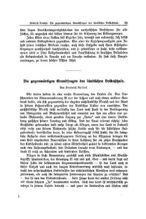Die gegenwärtigen Grundfragen der ländlichen Volksschule