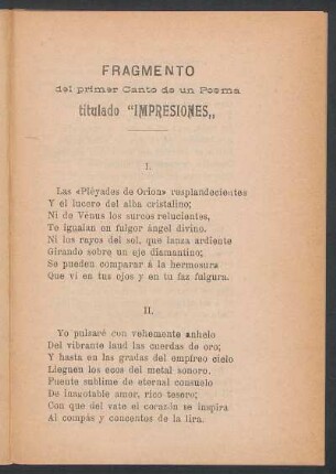 Fragmento del primer Canto de un Poema titulado "impresiones"