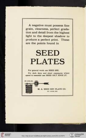 M. A. [Miles Ainscoe] Seed Dry Plate Co. [Plates]