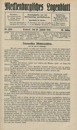 Nr. 13/14. Rostock, den 18. Januar 1922.