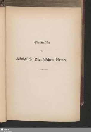 Stammliste der Königlich Preußischen Armee