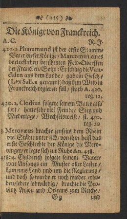 Die Könige von Franckreich.