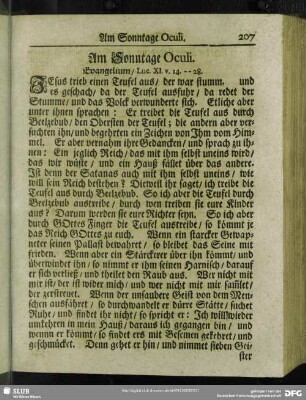 Am Sonntage Oculi. Evangelium, Luc. XI. v. 14 - 28