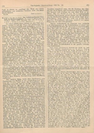 469-471 [Rezension] Werner, Martin, Der Einfluß paulinischer Theologie im Markusevangelium