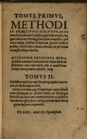 Methodus in praecipuos scripturae divinae locos, 1