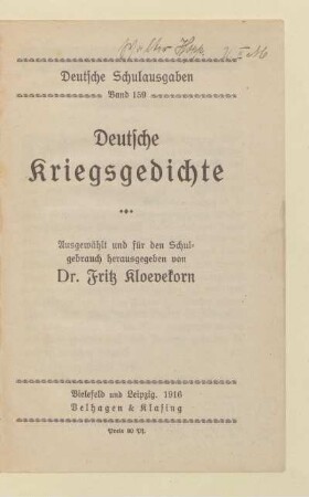 Deutsche Kriegsgedichte