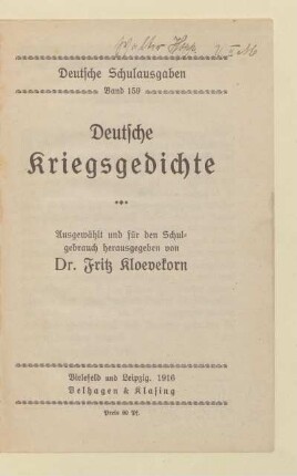 Deutsche Kriegsgedichte