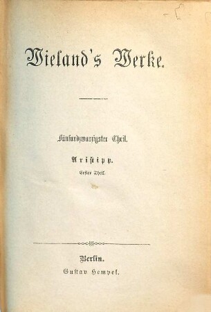 Wieland's Werke, 25. Aristipp ; 1