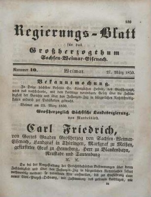 Nr. 10 : 27. März 1850