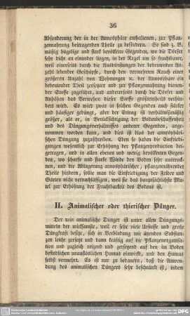 II. Animalischer oder thierischer Dünger