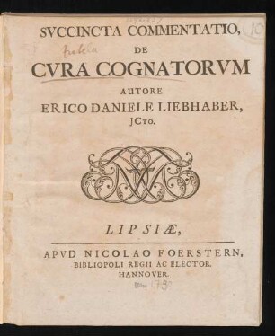 Succincta Commentatio, De Cura Cognatorum