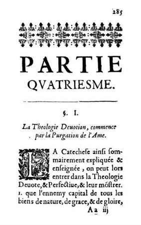 §. I. La Theologie Deuotion, commence par la Purgation de l'Ame