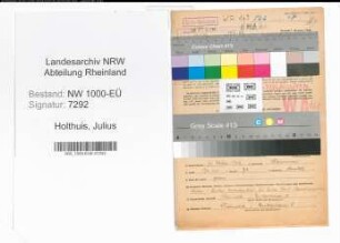 Entnazifizierung Julius Holthuis, geb. 30.03.1902 (Musiker)
