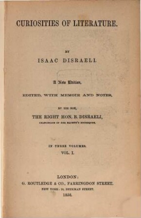 Curiosities of literature, 1