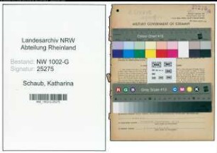 Entnazifizierung Katharina Schaub, geb. 30.09.1906 (Grafiker)