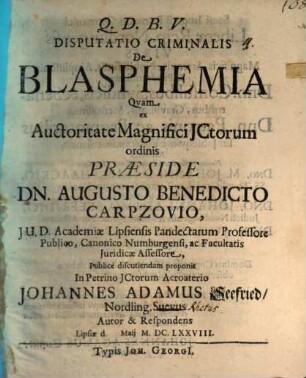 Disputatio Criminalis De Blasphemia