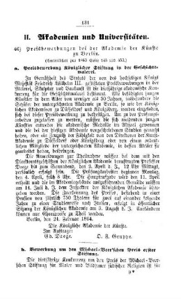 Preisbewerbungen bei der Akademie der Künste zu Berlin : [II. Akademien und Universitäten]