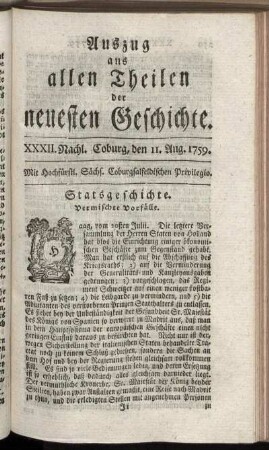 XXXII. Nachl. Coburg, den 11. Aug. 1759.