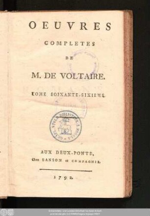 Tome Soixante-Sixieme = Romans, T. III.: Oeuvres Completes De M. De Voltaire