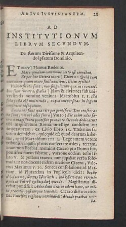 Ad Institutionum. Librum Secundum.