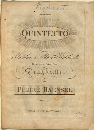 Quatrieme quintetto pour 2 violons, 2 altos et violoncelle : oeuv. 28