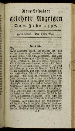 39tes Stück. Den 15ten Mai.
