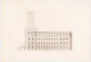 Werke der höheren Baukunst, Darmstadt 1858. Rathaus, Hamburg: Seitenansicht